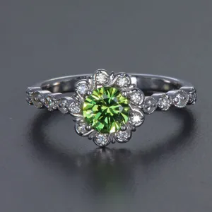 14K White Gold Montana Sapphire and Diamond Ring .74 carats