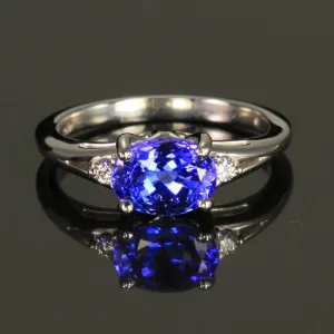 14K White Gold Oval Tanzanite & Diamond Ring