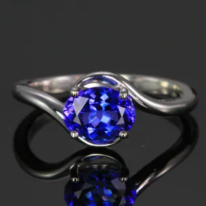 14K White Gold Oval Tanzanite Ring 1.45 Carats