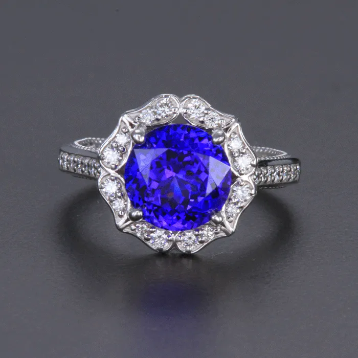 14K White Gold Tanzanite & Diamond Ring 3.21 Carats Christopher Michael Design