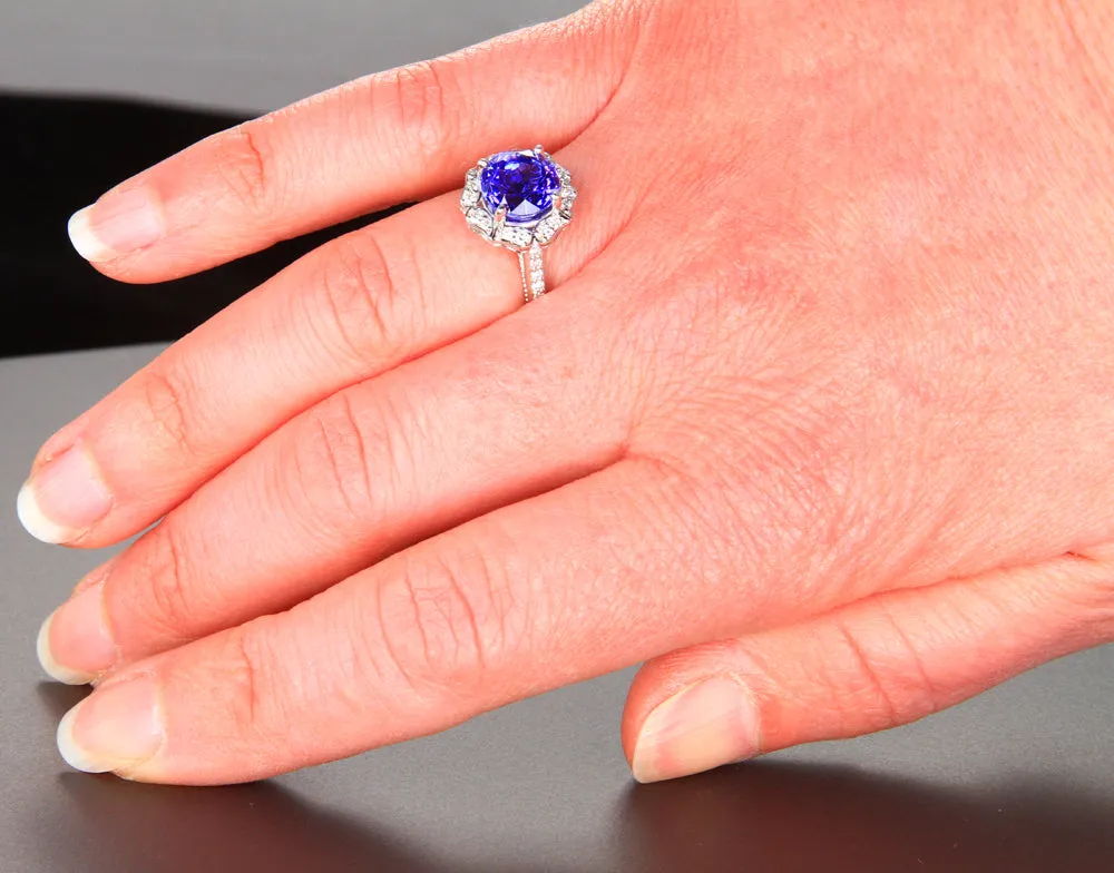 14K White Gold Tanzanite & Diamond Ring 3.21 Carats Christopher Michael Design