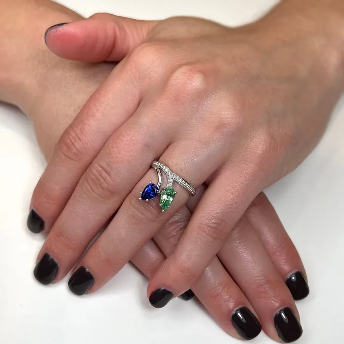 14K White Gold Tanzanite, Merelani Mint and Diamond Ring  1.04 Carats*