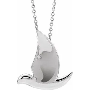 14K White Holy Spirit Dove 16-18" Necklace