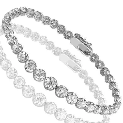 14K White Solid Gold Womens Diamond Bracelet  3.75 Ctw