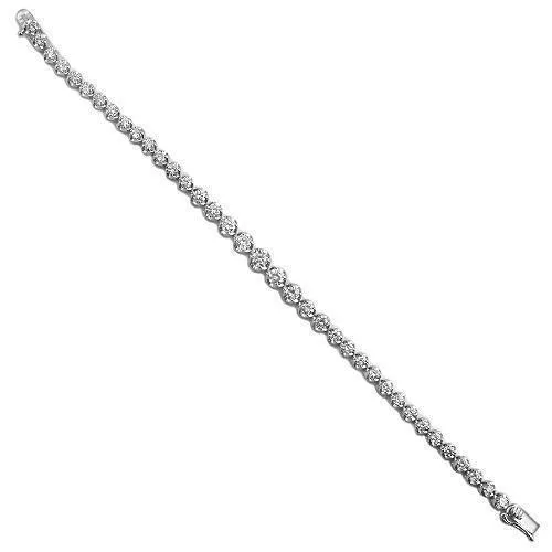 14K White Solid Gold Womens Diamond Bracelet  3.75 Ctw