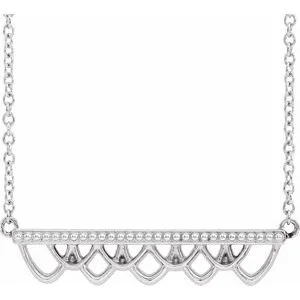14K White Vintage-Inspired Bar 18" Necklace