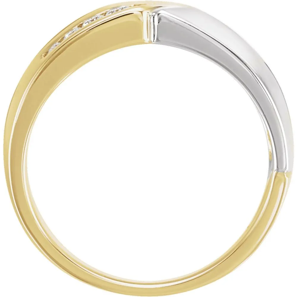 14k White/Yellow Gold Men's Diamond Ring, Size 10.5