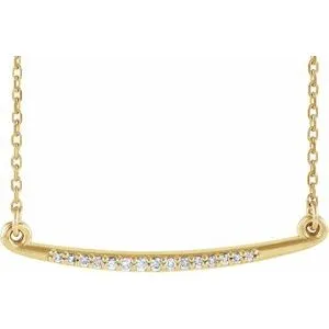 14K Yellow .05 CTW Diamond Curved Bar 16-18" Necklace