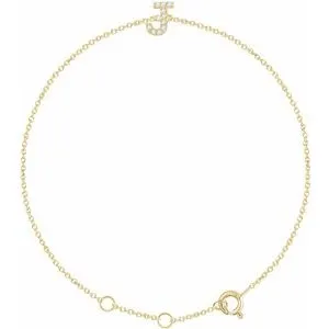 14K Yellow .05 CTW Diamond Initial J 6-7" Bracelet