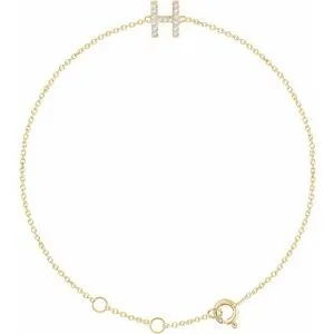 14K Yellow .06 CTW Diamond Initial H 6-7" Bracelet