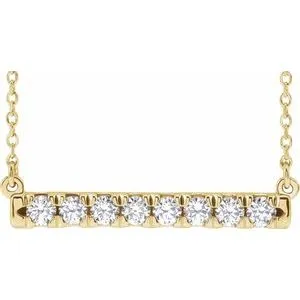 14K Yellow 1/2 CTW Lab-Grown Diamond French-Set Bar 18" Necklace