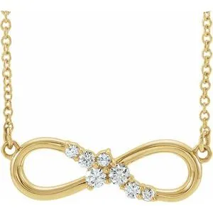 14K Yellow 1/8 CTW Diamond Infinity-Inspired Bar 18" Necklace