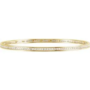 14K Yellow  2 1/4 CTW Diamond Stackable Bangle 8" Bracelet
