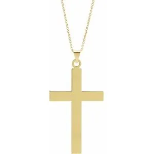 14K Yellow 39 x 25 mm Cross 18" Necklace