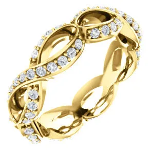 14K Yellow 5/8 CTW Diamond Sculptural-Inspired Eternity Band Size 6.5