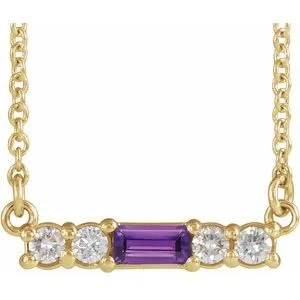 14K Yellow Amethyst & 1/5 CTW Diamond 16" Necklace