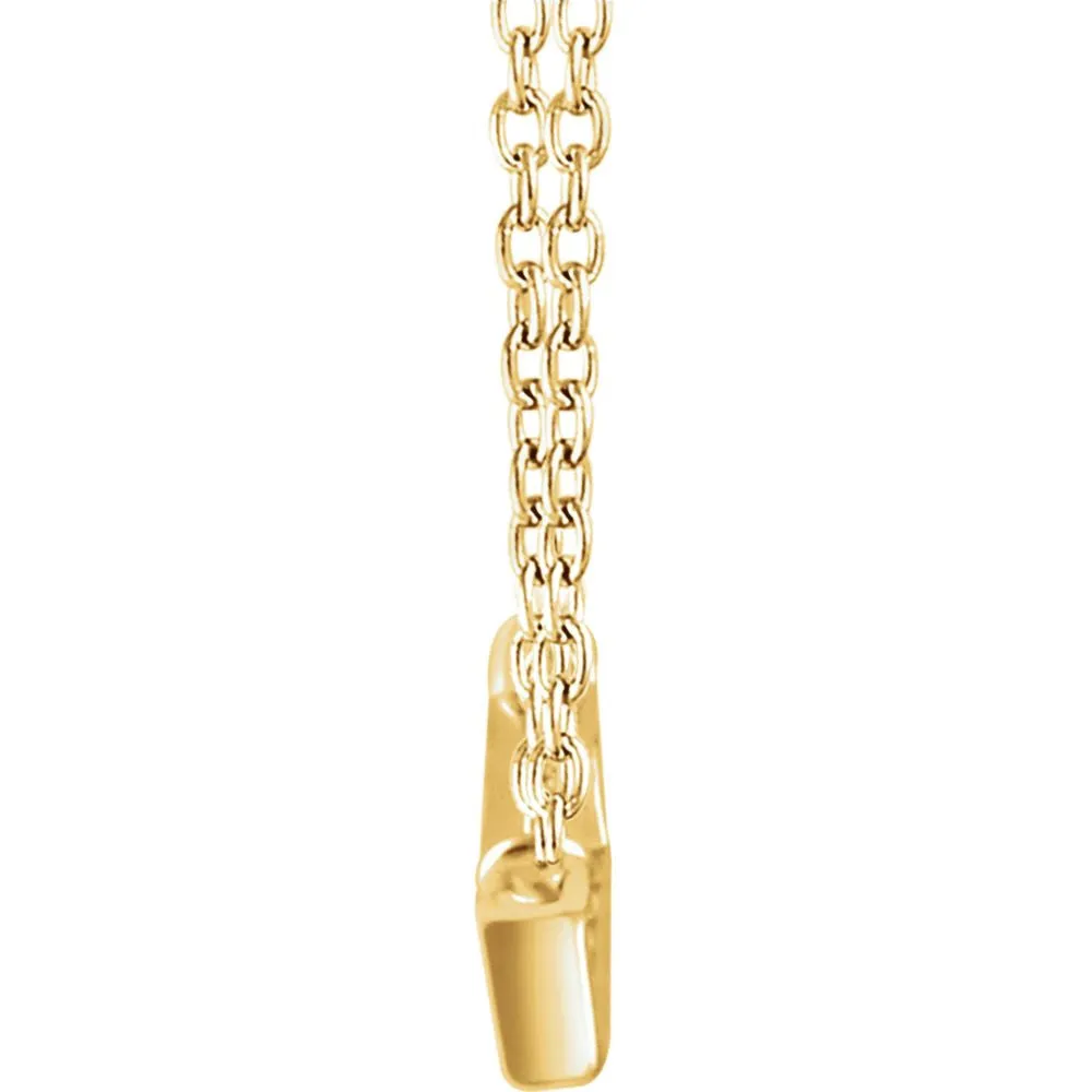 14k Yellow Gold 1/4 CTW Diamond Baguette Bar 16-18" Necklace