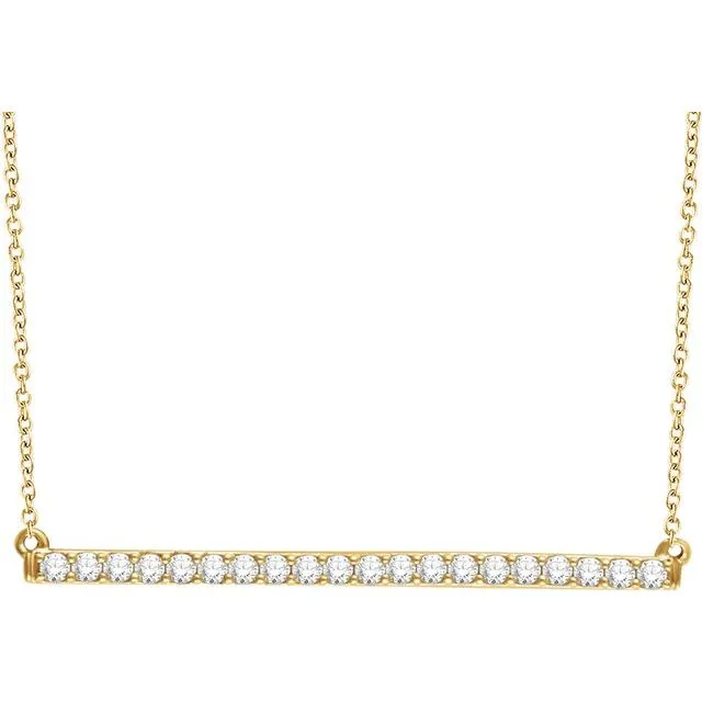 14K Yellow Gold 1/6 CTW Natural Diamond Bar 16-18" Necklace