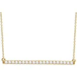 14K Yellow Gold 1/6 CTW Natural Diamond Bar 16-18" Necklace