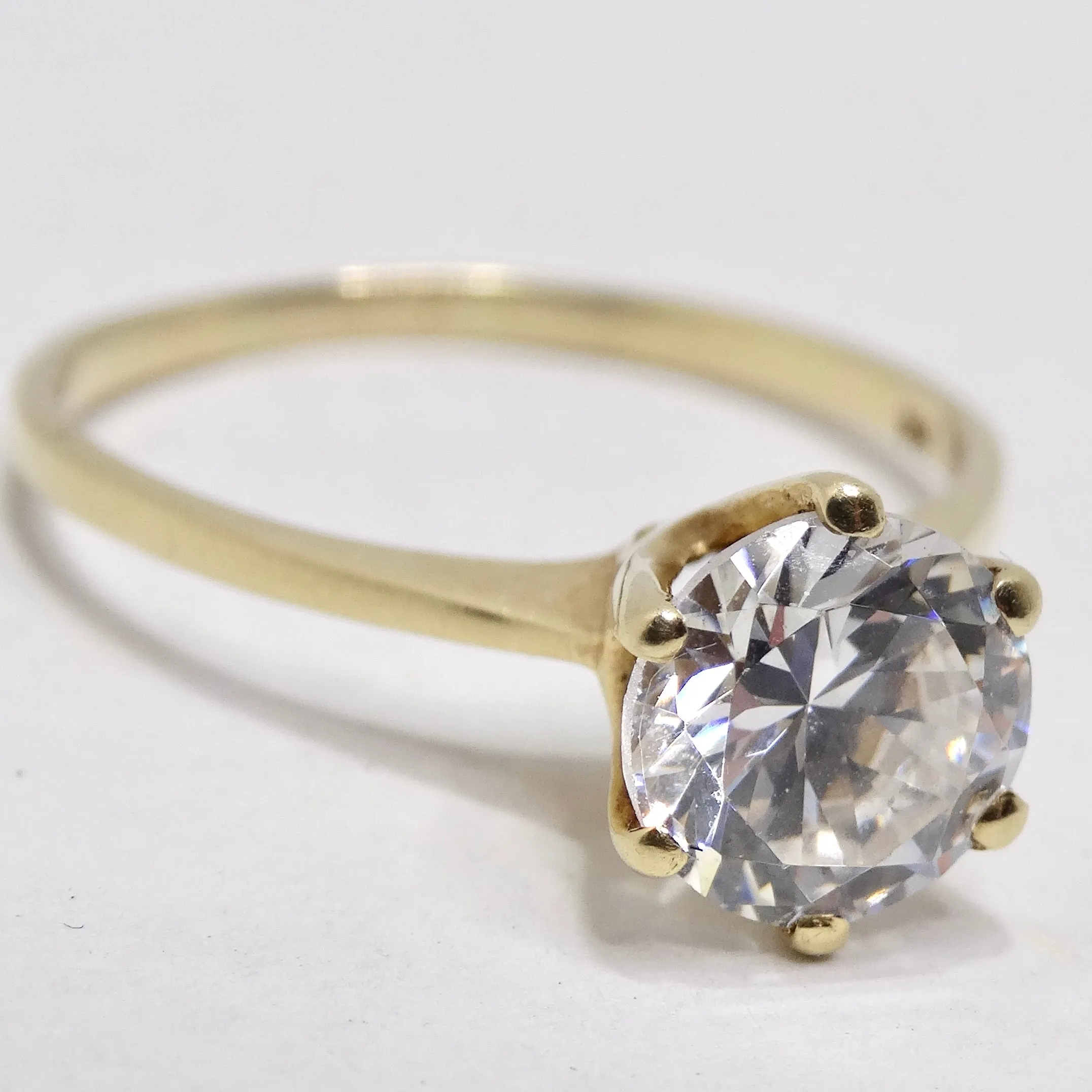 14K Yellow Gold 1980s Cubic Zirconia Engagement Ring