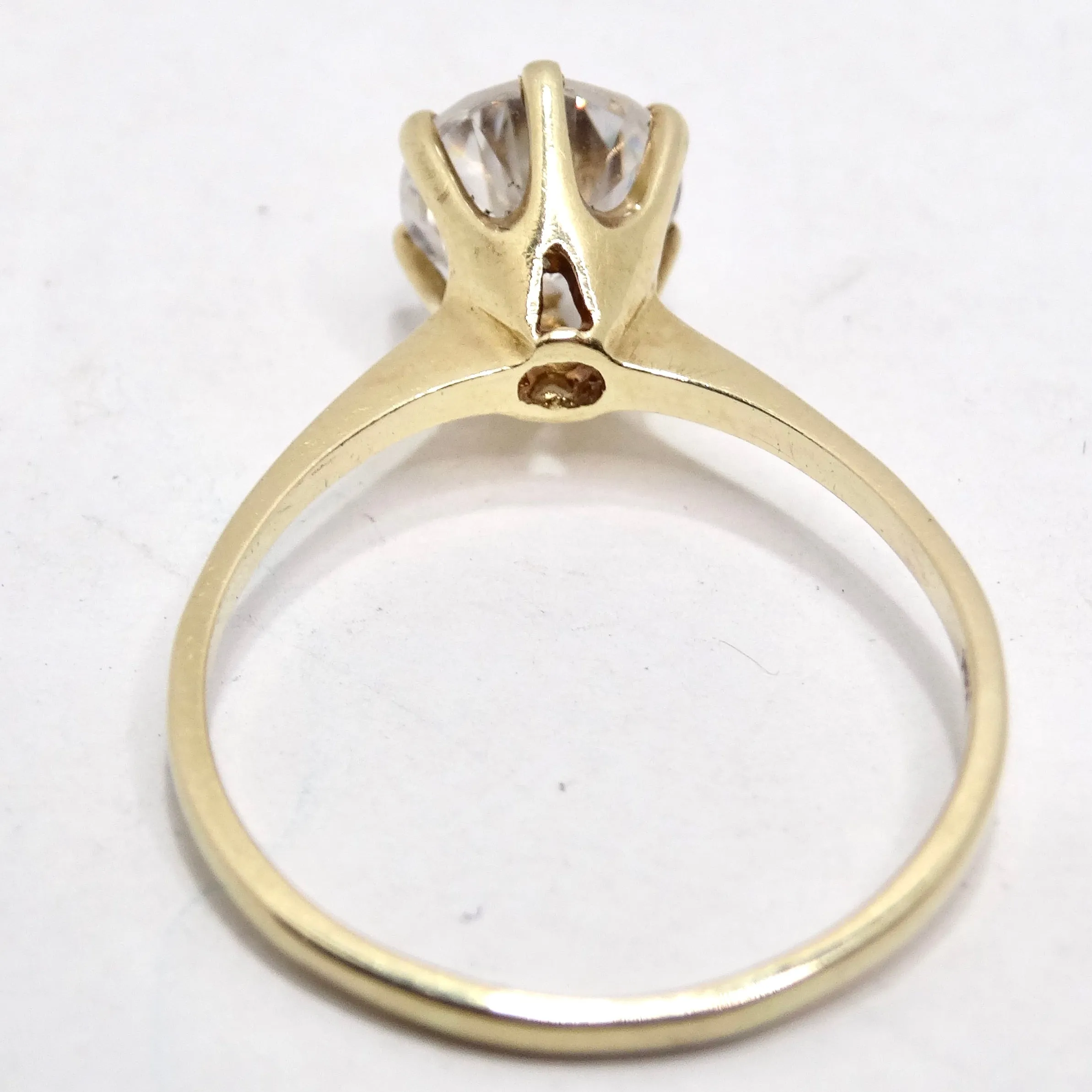 14K Yellow Gold 1980s Cubic Zirconia Engagement Ring