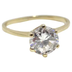 14K Yellow Gold 1980s Cubic Zirconia Engagement Ring
