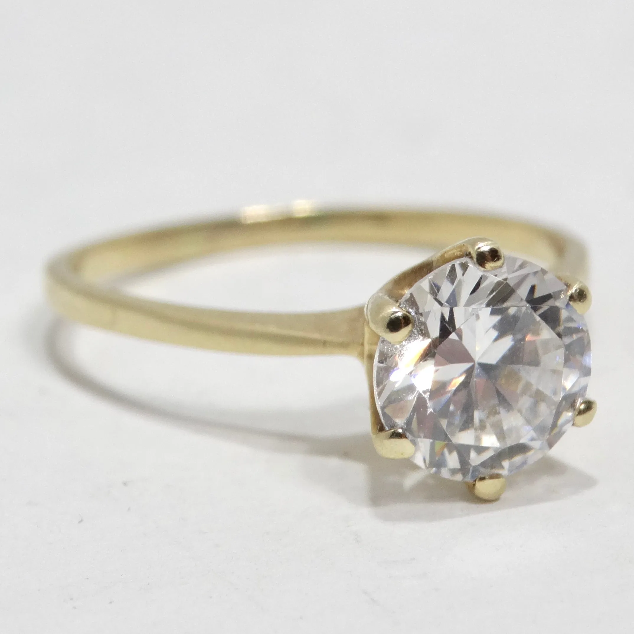 14K Yellow Gold 1980s Cubic Zirconia Engagement Ring