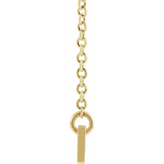 14K Yellow Gold 34x4 mm Engravable Bar 18" Necklace
