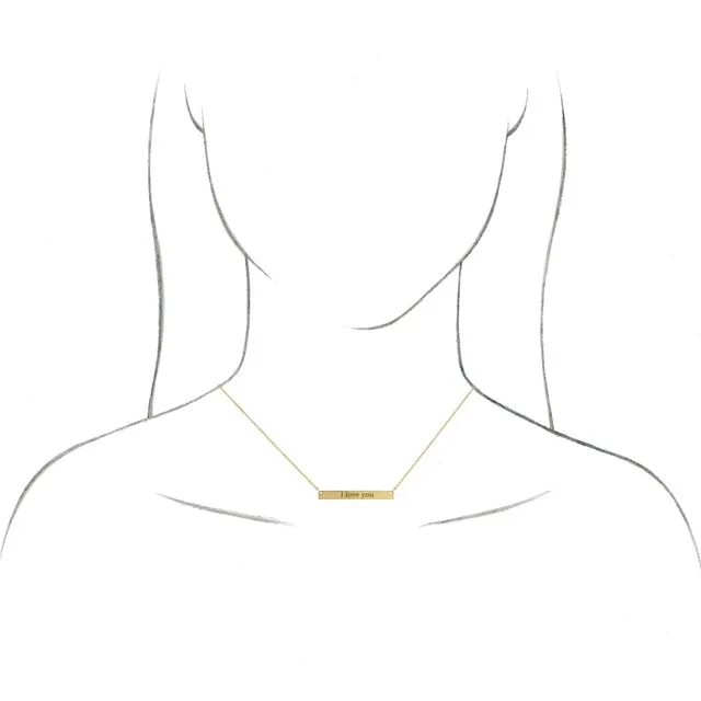 14K Yellow Gold 34x4 mm Engravable Bar 18" Necklace