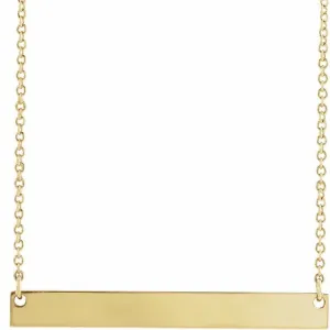 14K Yellow Gold 34x4 mm Engravable Bar 18" Necklace
