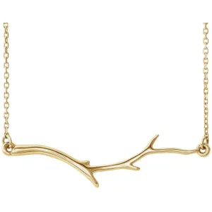 14k Yellow Gold Branch Bar 16-18" Necklace