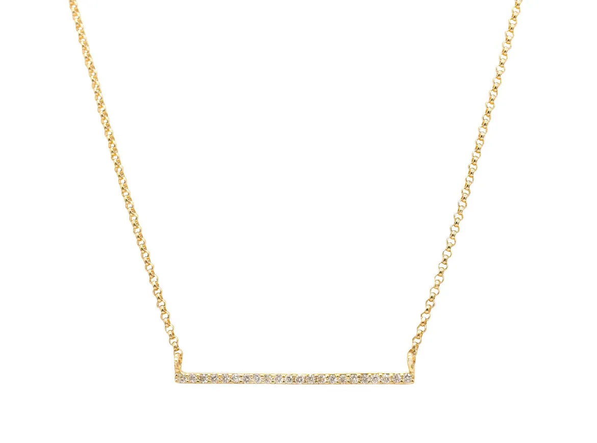 14k Yellow Gold Diamond Bar Necklace