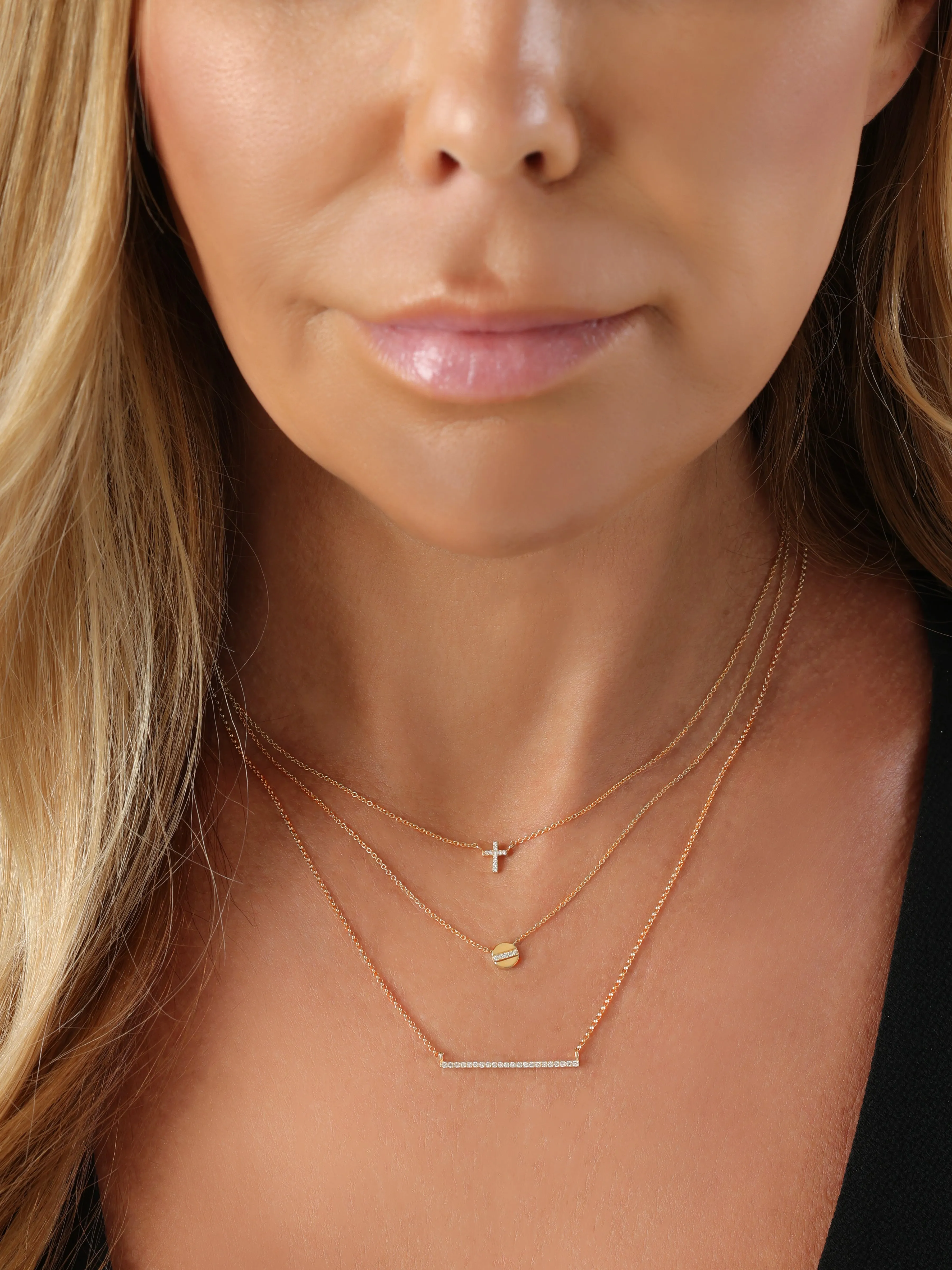 14k Yellow Gold Diamond Bar Necklace