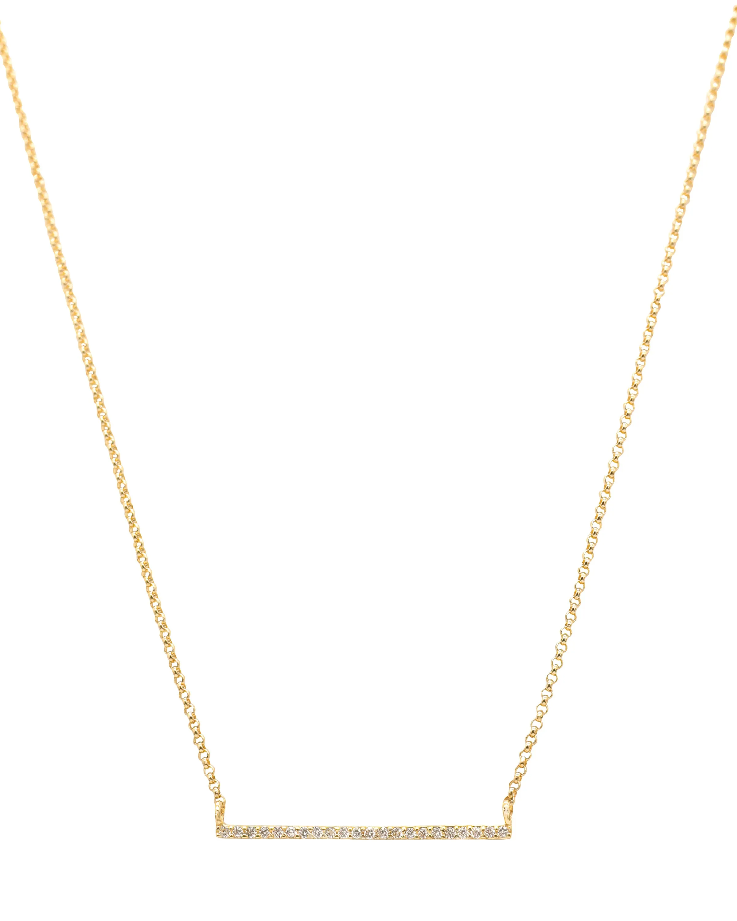 14k Yellow Gold Diamond Bar Necklace