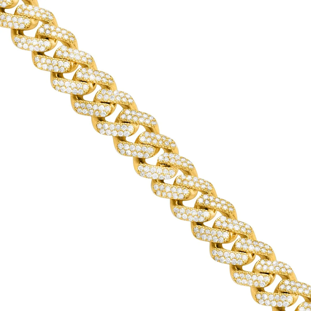14k Yellow Gold Diamond Cuban Bracelet 4.36 Ctw