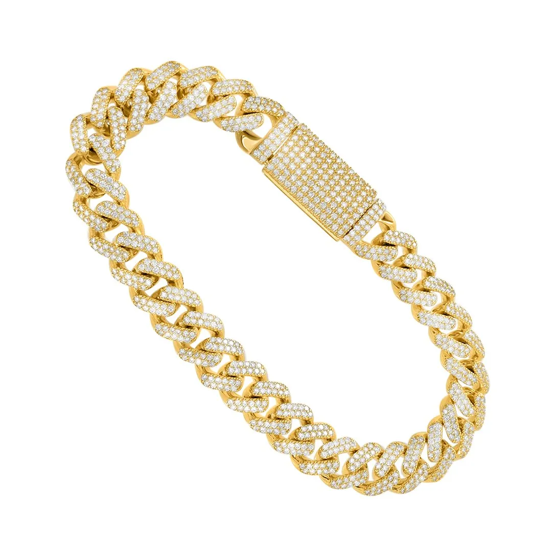 14k Yellow Gold Diamond Cuban Bracelet 4.36 Ctw