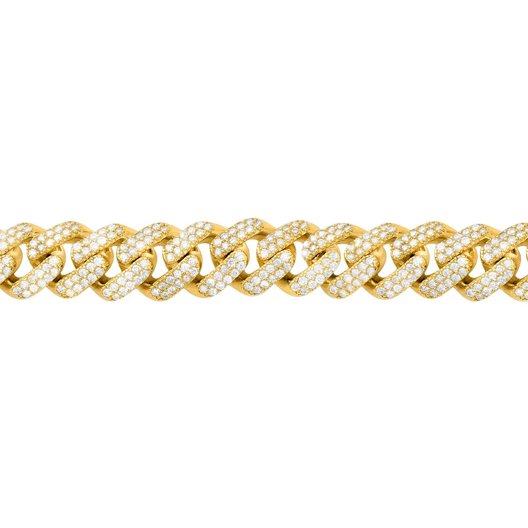 14k Yellow Gold Diamond Cuban Bracelet 4.36 Ctw