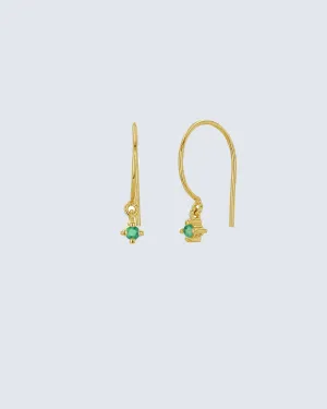 14k yellow gold emerald wire hoop earrings