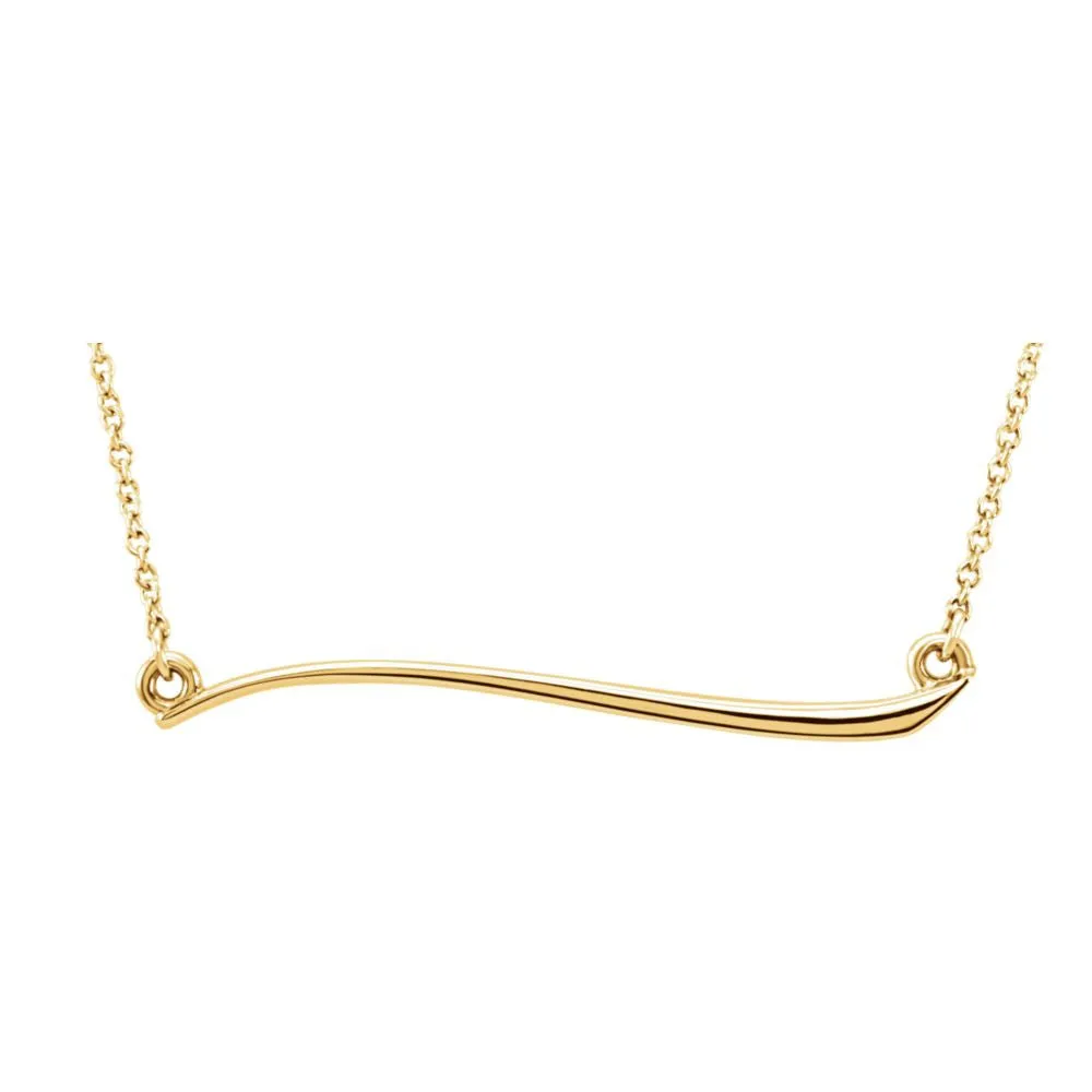 14k Yellow Gold Freeform Bar 17.44" Necklace