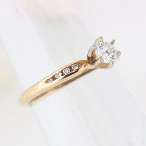 14K Yellow Gold Ladies 0.30 ctw 9 Diamond Engagement Ring