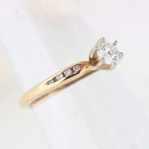 14K Yellow Gold Ladies 0.30 ctw 9 Diamond Engagement Ring