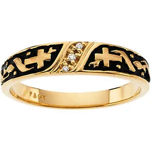 14k Yellow Gold Men's Religious Diamond Band, Size 11