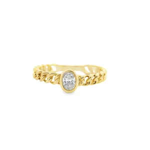 14k Yellow Gold Oval Diamond Link Ring