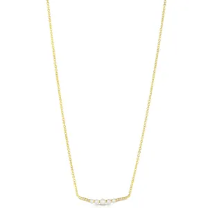 14K Yellow Gold Pearl And Diamond Bar Necklace (.13ctw)