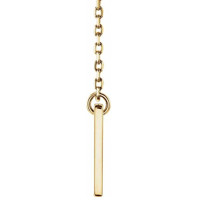 14K Yellow Gold Pierced Cross Bar 16-18" Necklace