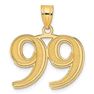 14k Yellow Gold Polished Etched Number 99 Pendant