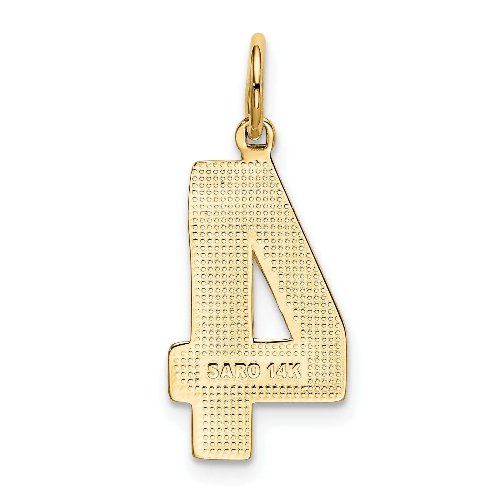 14k Yellow Gold Polished Finish Large Size Number 4 Charm Pendant