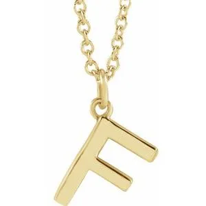 14K Yellow Initial F Dangle 18" Necklace