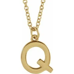 14K Yellow Initial Q Dangle 16" Necklace
