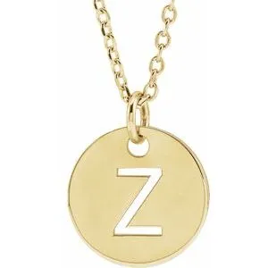 14K Yellow Initial Z 16-18" Necklace